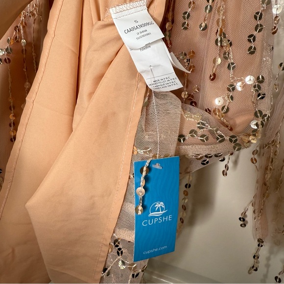 Cupshe x Gabby Windey Bright Spark Sequin Mesh Fringe Mini Dress Fairycore - Picture 13 of 14